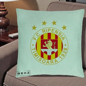 Perna Personalizata FC Ripensia Timisoara 1928, 40x40 cm, Verde Menta, Husa Detasabila, Perna Inclusa, BEKZ®