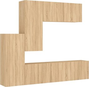 vidaXL Unități TV de perete, 5 piese, stejar sonoma, lemn prelucrat
