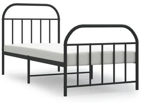353645 vidaXL Cadru pat metalic cu tăblii de cap/picioare, negru, 90x190 cm