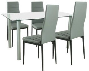 Set de masă Verna 4+1 gri-negru