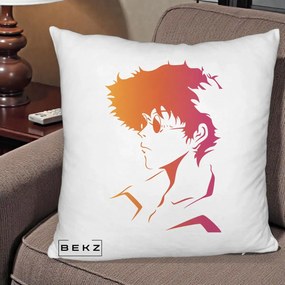 Perna Decorativa Cowboy Bebop Spike Silueta Gradient, 40x40 cm, Alb Pufos, Husa Detasabila, Perna Inclusa, BEKZ®