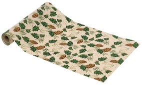 Traversa de masa de Craciun, model conuri de pin, 28 x 300 cm