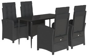 3212313 vidaXL Set mobilier de grădină cu perne, 5 piese, negru, poliratan