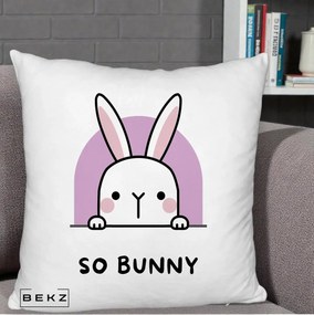 Perna Decorativa So Bunny Kawaii, 40x40 cm, Alb Pufos, Husa Detasabila, Perna Inclusa, BEKZ®