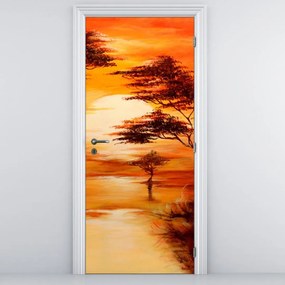 Fototapeta pentru ușă - peisaj portocaliu (95x205cm)