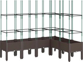vidaXL Jardinieră de grădină cu spalier, maro, 160x120x142,5 cm, PP