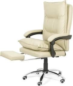 Scaun directorial cu suport de picioare si recliner OFF 419 crem