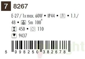 Stalp exterior cu senzor, H-45cm, IP44, Inox torch 8267 RX