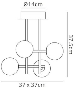 Lustra aplicata design Art Deco cu 4 surse de lumina CELLAR