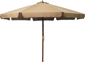 vidaXL Umbrelă de soare de exterior, stâlp din lemn, gri taupe, 330 cm