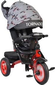 Tricicleta cu copertina Novokids™ Tornado , Cu melodii si lumini, Roti gonflabile din cauciuc, Pozitie somn, Scaun reversibil cu rotire 360 grade ,