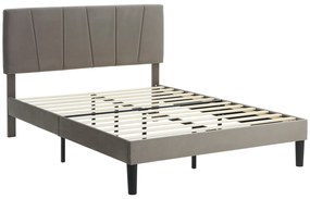 HOMCOM Cadru de pat dublu 140 x 190 cm pat 2 persoane cap de pat reglabil somier 150 x 198 x 100/105/110/115/120 cm gri | Aosom Romania