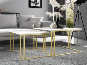 Set 2 măsuțe cafea Froyd Gold (auriu + Marmură Alb) . 1105863