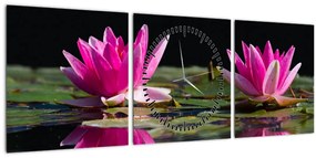 Tablou - Nuferi pe apă (cu ceas) (90x30 cm)