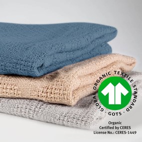 Pătură pentru copii bej din bumbac tricotată 80x80 cm Frosty Almond – Roba