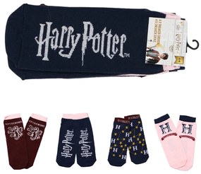 Sosete HOGWARTS albastru-roz, 4 perechi - diverse marimi Marime: 43 - 46