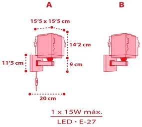 Dalber 73269 - Lampă de perete pentru copii HELLO KITTY 1xE27/15W/230V, roz
