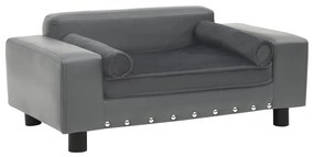 vidaXL Canapea pentru câini, gri, 81x43x31 cm, pluș &amp; piele ecologică