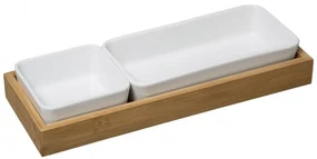 Suport aperitiv Roller, portelan, bambus, 28x10x4,3 cm