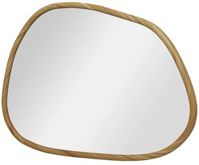 HOMCOM Oglindă Neregulată de Perete, Oglindă Ondulată cu Cadru din Lemn, Oglindă Decorativă pentru Baie, Living, Dormitor, 80x2.1x60 cm, Naturală