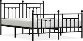 vidaXL Cadru pat metalic cu tăblie de cap/picioare, negru, 140x190 cm