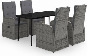 vidaXL Set de mobilier pentru grădină, cu perne, 5 piese, gri
