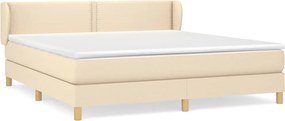 vidaXL Pat continental cu saltea, crem, 180x200 cm, textil