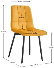 Scaun, material Velvet galben / negru, RAMITA TIP 3
