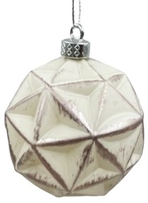 Glob de Craciun Diamond 8cm, Champagne  Alb