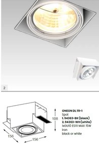 Spot incastrabil modern Oneon DL 111-1 negru