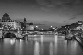 Fototapet panoramă orbitoare în alb-negru a Parisului