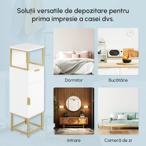 Kleankin Organizator Baie Dulap Lenjerie cu Raft Deschis Sertar și Dulap Alb | Aosom Romania