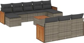 vidaXL Set canapele de grădină cu perne, 11 piese, gri, poliratan