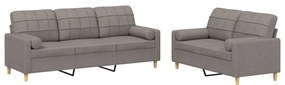 3201329 vidaXL Set de canapele cu perne, 2 piese, gri taupe, textil