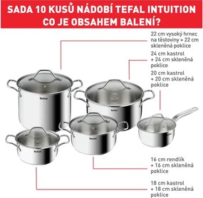 Set de vase pentru gătit 10 buc. din inox Intuition – Tefal