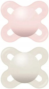 Suzeta din silicon Mam Start cu cutie - Fata, roz/crem - 2 buc