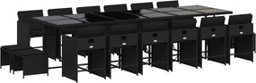 vidaXL Set mobilier de grădină cu perne, 17 piese, negru, poliratan