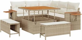 vidaXL Set de canapele pentru grădină 9 pcs Bej și crem poliratan