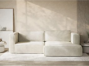 Colțar crem extensibil/cu spațiu de depozitare cu tapițerie din chenille (cu colț pe partea dreaptă/cu șezlong) Velto – Maison de Rêve