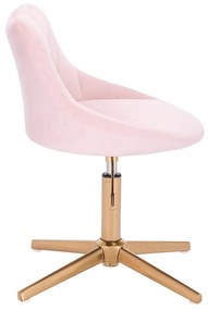 HR1054CROSS Scaun Roz Catifea cu Bază Aurie