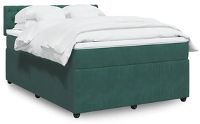 3290043 vidaXL Pat box spring cu saltea, verde închis, 140x190 cm, catifea