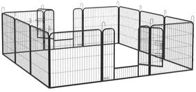 PawHut Gard pentru Câini, Incintă Modulară pentru Câini din 8 Secții pentru Interior și Exterior, 80x100 cm, Negru | Aosom Romania