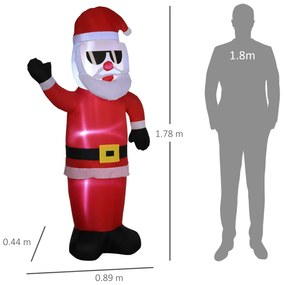 Outsunny Mos Craciun gonflabil, afisaj in aer liber cu LED in curte pentru petrecere in gradina 1,8m | Aosom Romania
