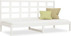 vidaXL Pat de zi fără saltea, alb, 80x200 cm, lemn masiv pin