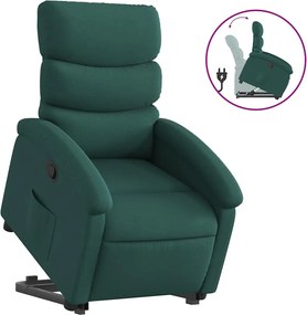 vidaXL Fotoliu rabatabil ridicare pe verticală, verde închis, textil