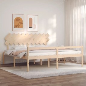 3195566 vidaXL Cadru de pat senior cu tăblie, 200x200 cm, lemn masiv