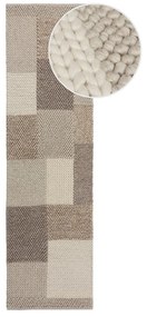 Covor tip traversă bej țesut manual din amestesc de lână 60x230 cm Minerals Patchwork – Flair Rugs