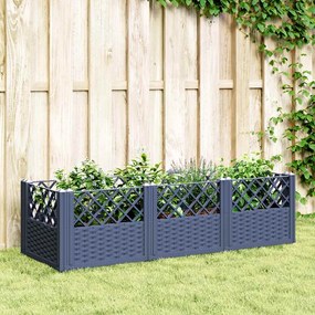 vidaXL Jardinieră de grădină cu țăruși, albastru gri, 123,5x43,5x43,5 cm, PP