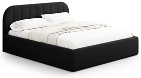Pat matrimonial negru tapițat cu spațiu de depozitare cu somieră 160x200 cm Juno – Windsor & Co Sofas