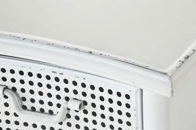 Bufet vintage din metal perforat, finisaj alb antichizat, 101×42×85 cm, „Merej"